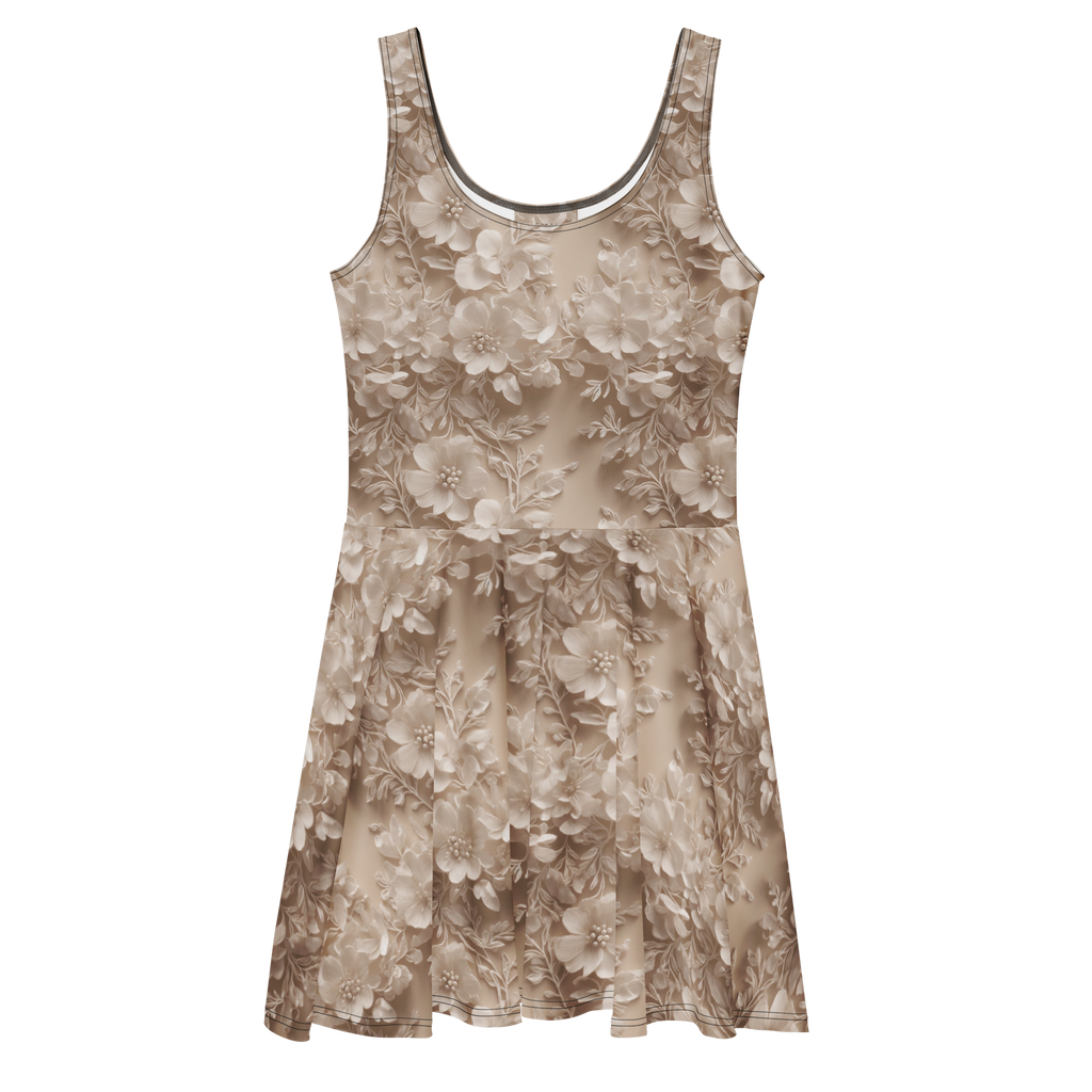 Skater Dress - Floral Beige