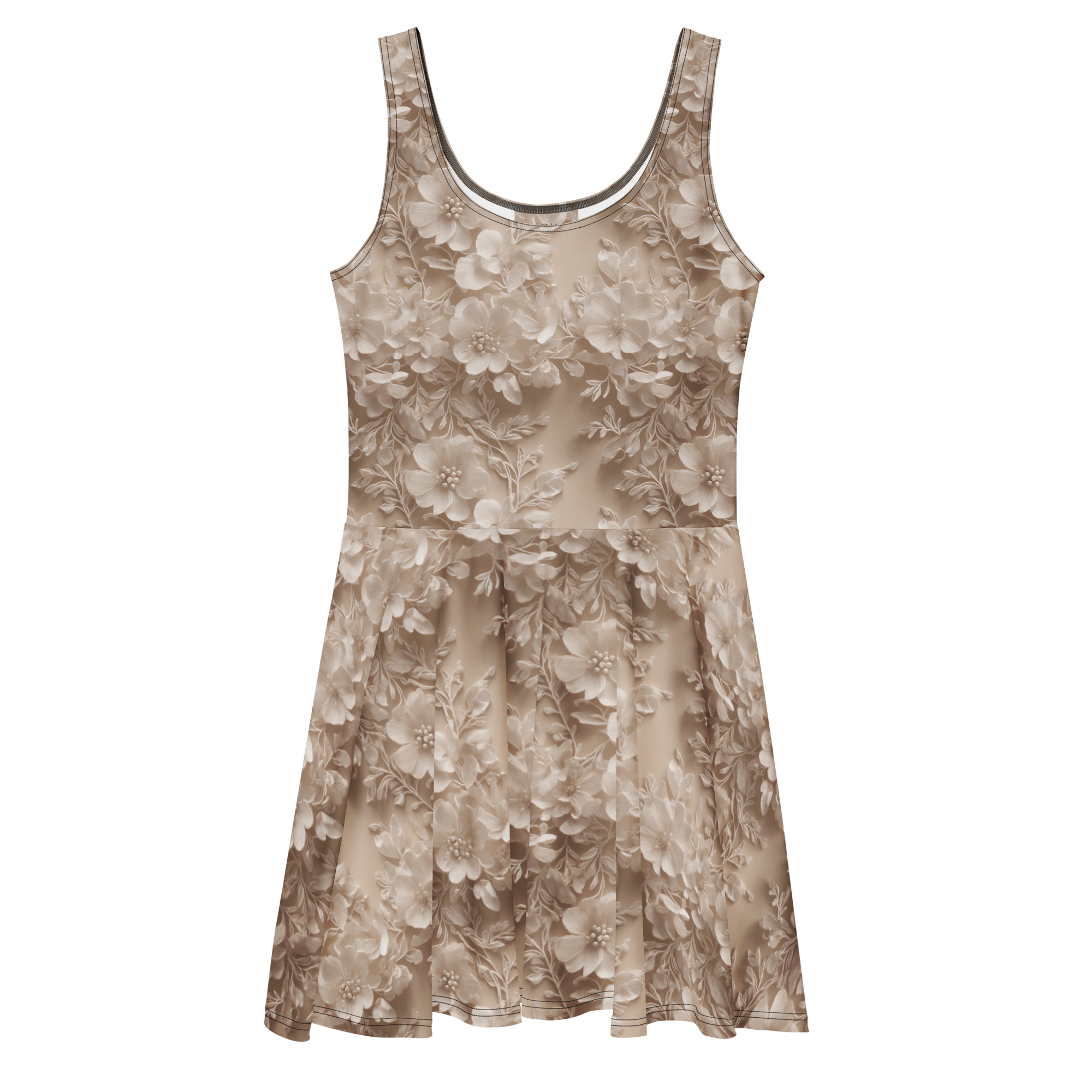 Skater Dress - Floral Beige